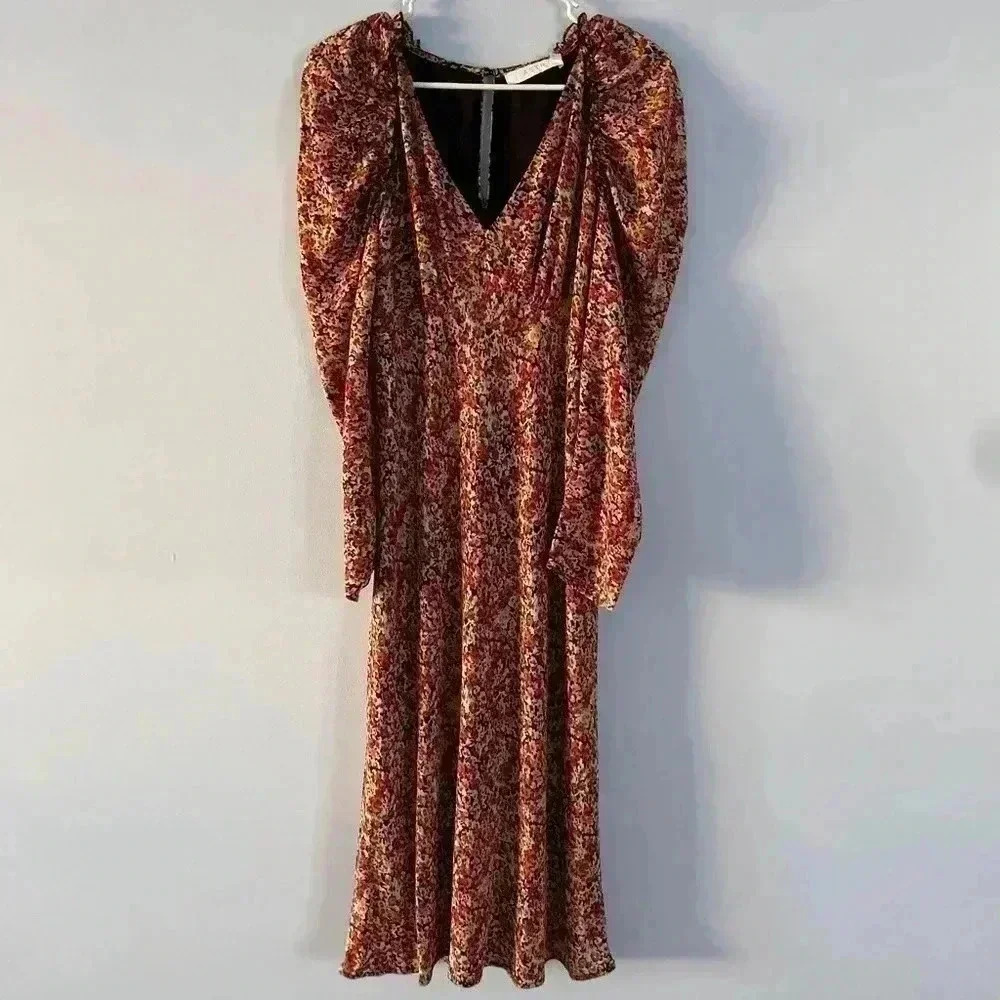 ASTR The Label Ruched Sleeve Floral Cottagecore Midi‎ Dress Small S Keyhole Back - Picture 3 of 12